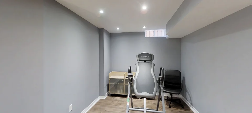 The gym corner, in a finished basement in Maple by Harmony Basements, captured in 360 degrees