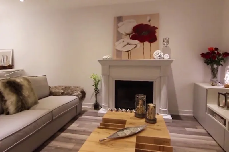 Scarborough: a finished Harmony basement, from the walkthrough film