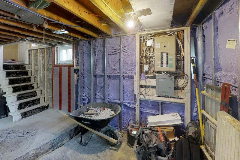 A Toronto basement during structural work, in the 3D tour
