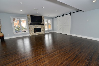 basement renovation with sliding doors in markham