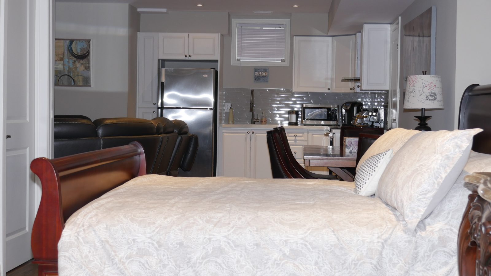 Open space basement with bedroom kitchen and living room stouffville