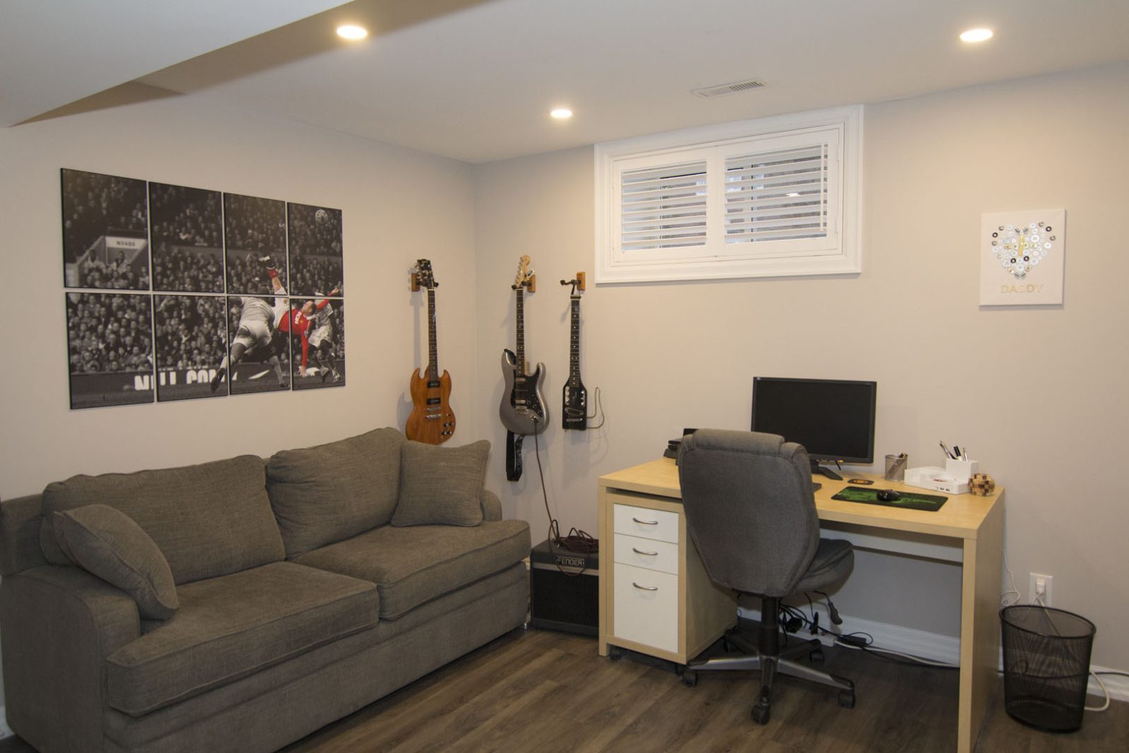 Basement idea, the office: a finished basement in Burlington by Harmony Basements