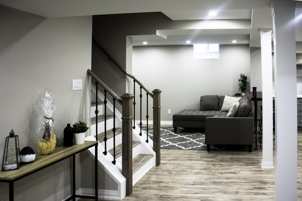 Basement idea, the stairs: a finished basement in Thornhill by Harmony Basements