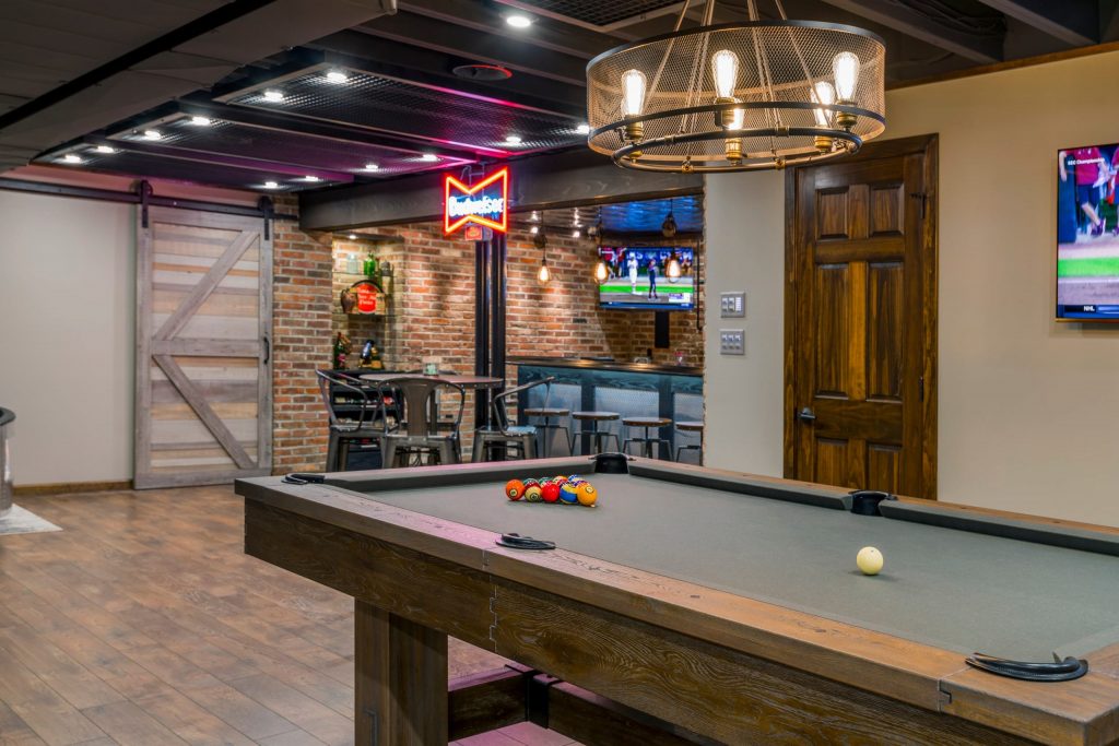 Finished basement by Harmony Basements