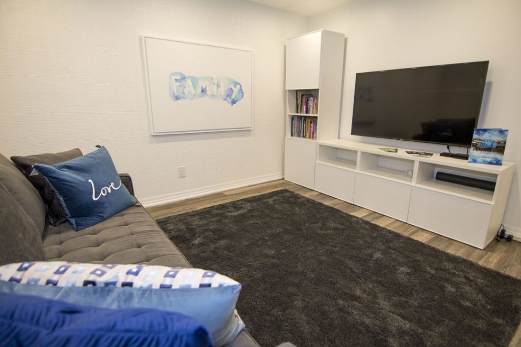  small Basement Family Room Remodeling by Harmony Basements Maple