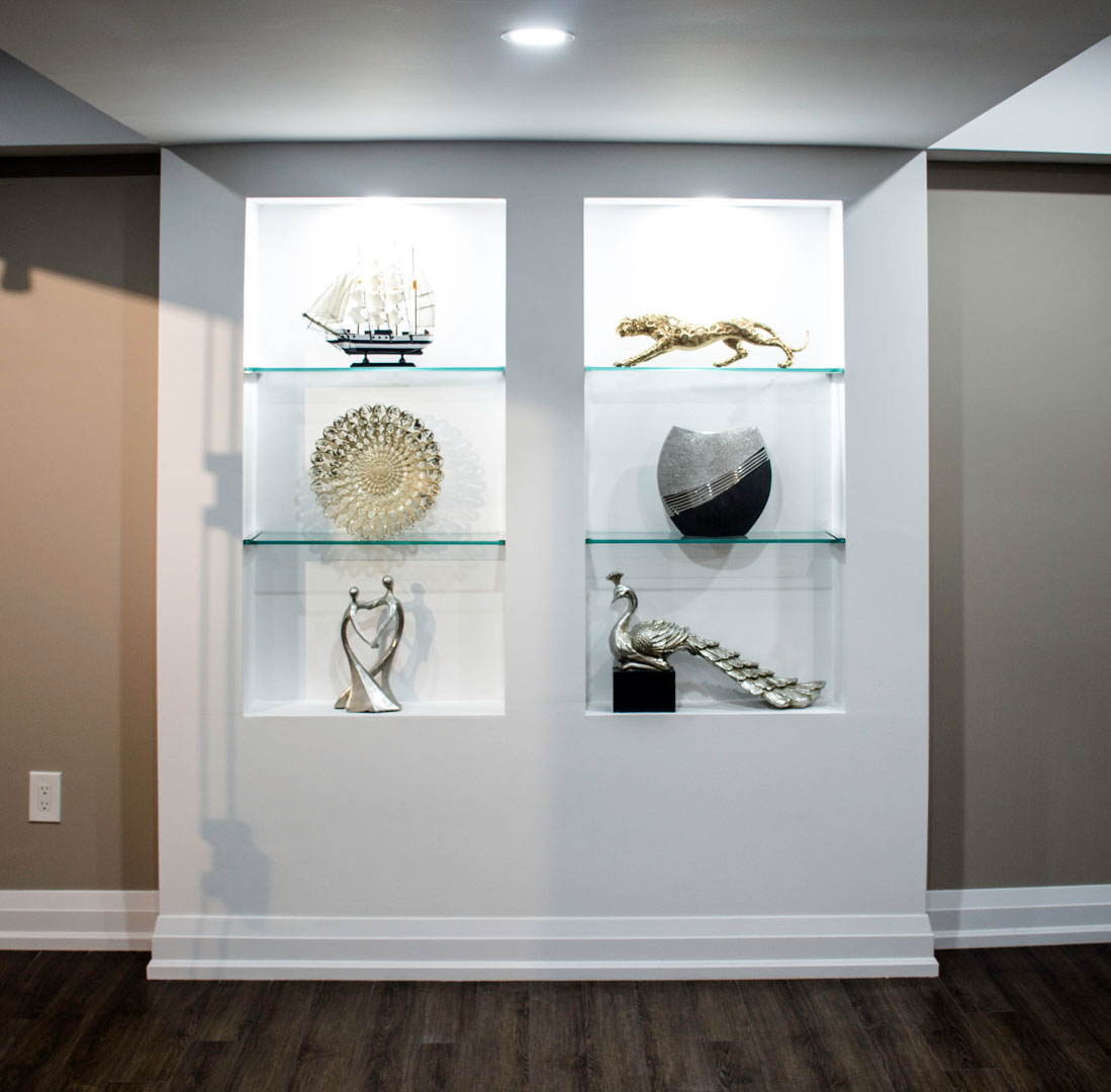 Custom Wall Unit in Amazing Basement Design Newmarket 