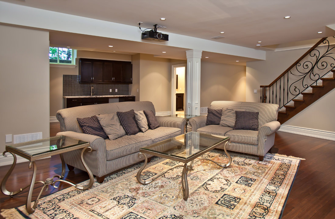 Custom Family Room Design by Harmony Basements Brampton 