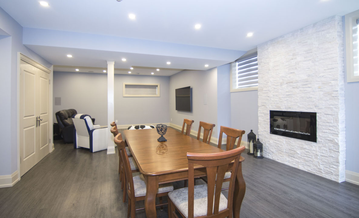 Amazing Dining Room with Fireplace in Finished Basement Woodbridge