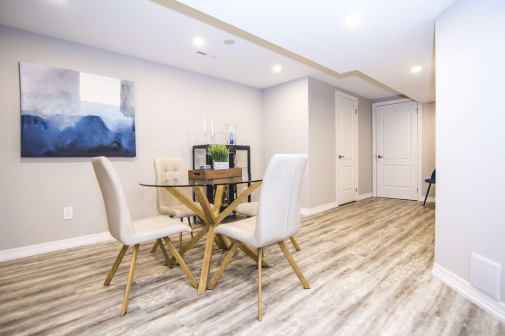 Modern Dining Room in Custom Basement Finishing Project Stouffville