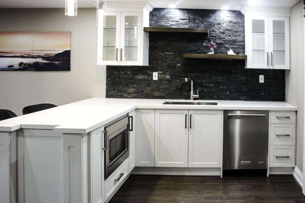 Amazing Backsplash Wall on Custom Basement Kitchen Design Mississauga