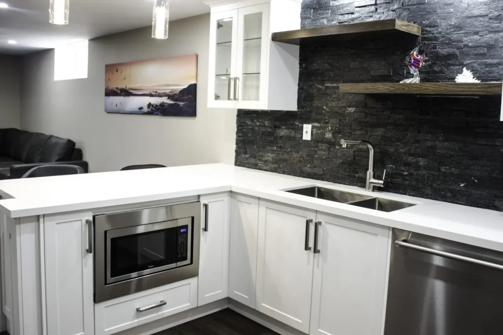 Finished basement by Harmony Basements